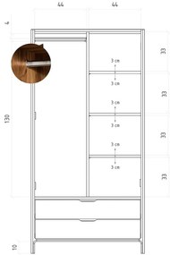 Гардероб от масивен дъб естествен 96x188 cm Twig – The Beds
