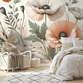Тапет – Пастелни макови цветя