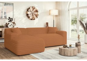 Теракотен ъглов диван от рипсено кадифе (ляв ъгъл) Martin – Ropez