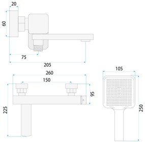 Смесител за вана Rea Arlo Gold  Brush