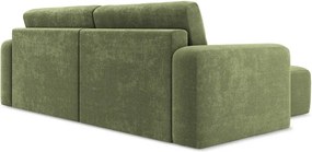 Зелен шенилов сгъваем/с място за съхранение ъглов диван (ляв ъгъл) Kona – Makamii