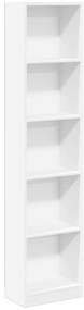 857792 vidaXL Библиотека, бяла, 40x24x176 см, инженерно дърво