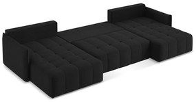 Черен разтегателен ъглов диван с място за съхранение (U форма) Moku – Makamii