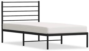 352310 vidaXL Метална рамка за легло с горна табла, черна, 80x200 см
