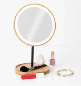 Огледало за баня 5five, Бамбук, LED, Ø16 cm