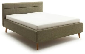 Зелено двойно легло 140x200 cm тапицирано с място за съхранение с включена подматрачна рамка Lotte – Meise Möbel