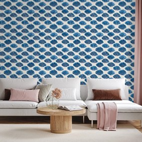 Самозалепващ тапет – Сини миди на бял фон