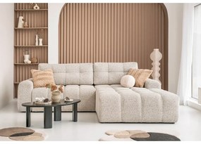 Бежов разтегателен модулен ъглов диван с място за съхранение (десен ъгъл) Lulu – Miuform