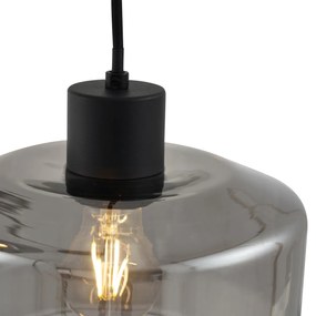 Модерен висящa лампa черен с димно стъкло 3 светлини - Sheena