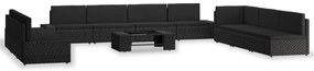 3054586 vidaXL Градински комплект, 10 части, полиратан, черен