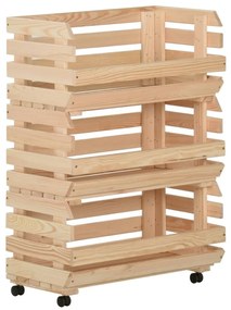 327326 vidaXL Количка за зеленчуци, 57x30x80 см, борово дърво масив