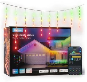 Govee - LED RGBIC Екстериорни лампички Интелигентен ледени висулки 10m Wi-Fi Matter IP65