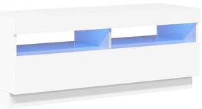 804460 vidaXL ТВ шкаф с LED осветление, бял гланц, 100x35x40 см