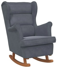 329364 vidaXL Люлеещ се стол с облегалка, тъмносив кадифе и масивно дърво