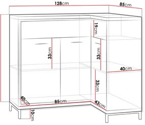 Ъглов Бюфет Mediolan 15K-Natural-Right-With foot
