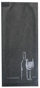 Хартиен джоб за прибори със салфетка 11x25 см с декор "Вино" черен (BVN VN)-ПАКЕТ 125бр / 2417 - Horecano