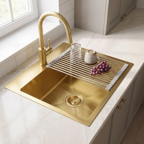 Стоманена мивка с комплект аксесоари 3 бр. REA Leo 40 Brush Gold