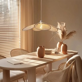 Japandi висяща лампа кремава с ленен абажур - Aisha