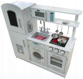 Детска бяла кухня с аксесоари и LED осветление