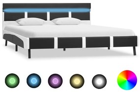 280308 vidaXL Рамка за легло с LED, сива, изкуствена кожа, 120x200 cм