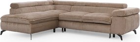 Кафяв ъглов диван от рипсено кадифе (ляв ъгъл L форма) Marbeya – Ropez