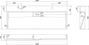 Mexen Ava мивка за плот от конгломерат 2/O 120 x 46 cm, бяла - 23011202