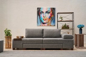 Троен разтегателен диван Perenna Linen, цвят Сив