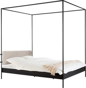 Черно/бежово стоманено двойно легло 180x200 cm тапицирано с балдахин с включена подматрачна рамка Eton – noo.ma