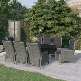 3099666 vidaXL Градински трапезен комплект, 9 части, светлосив