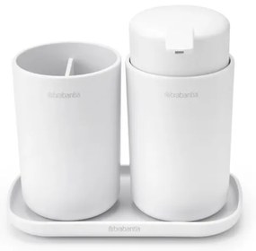 Комплект аксесоари за баня Brabantia ReNew 1003492, 3 части, 250 мл, Устойчиви на корозия, Бял