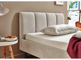 Бежово двойно легло 140x200 cm тапицирано без ламелно дъно Joker – Meise Möbel