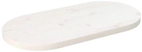 824341 vidaXL Плот за маса, бял, 60x30x2,5 см, бор масив, овален