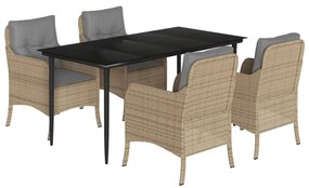 3211979 vidaXL Градински комплект с възглавници, 5 части, бежов полиратан