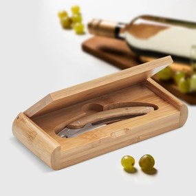 Луксозен тирбушон от неръждаема стомана в бамбукова кутия