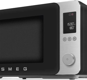 Комбинирана микровълнова фурна с горещ въздух SMEG Collezione MOC02BLMEU, 900W, 27 л, 25 програми, Плавно затваряне, Индивидуални настройки, Черен мат