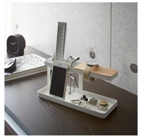 Бяла многофункционална стойка с детайли от букова дървесина за бюро Tower - YAMAZAKI