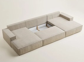 Бежов шенилов сгъваем/с място за съхранение ъглов диван (U форма) Kyoto – Maison de Rêve