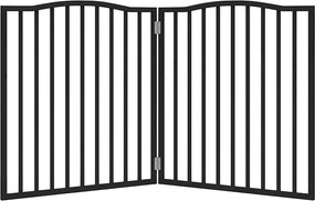 Сгъваема преграда за кучета 2 панела черна 160 см топола
