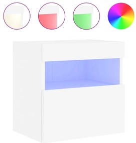 837169 vidaXL Стенен ТВ шкаф с LED осветление, бял, 40x30x40 см