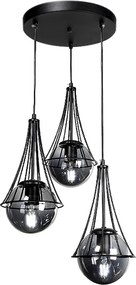 Chavi E27 метален тройно таванен светлинен източник в черен цвят 40x40x90см.