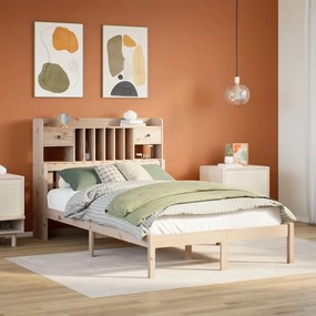 3322331 vidaXL Легло с етажерка за книги, без матрак, 135x190 см, бор масив