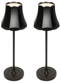 Комплект от 2 ретро настолни лампи черни презареждаеми IP44 - Granny