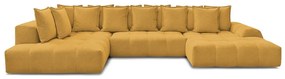 Шенилов сгъваем/с място за съхранение ъглов диван в цвят горчица (ляв ъгъл/U форма) Everest – Bobochic Paris