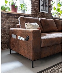 Винтидж кафяв кожен разтегателен диван, десен ъгъл Lofty Lilly - Miuform