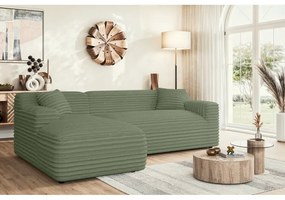 Зелен ъглов диван от рипсено кадифе (ляв ъгъл) Martin – Ropez