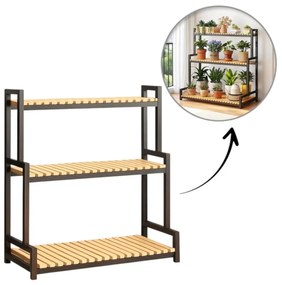 Метална стойка за растения 3-етажен рафт за цветя в тавански стил 95 см