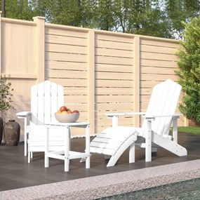 Sonata H Градински столове Адирондак с табуретка и масичка, HDPE, бели