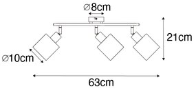 Стъклен таванен прожектор с бял абажур 3-светлина регулируем - Hetta