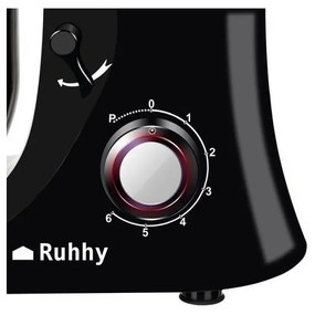 Планетарен миксер Ruhhy RH-16745, 2200W, 6.2 литра, 6 скорости, 3 приставки, Подарък пош торба и 24 шприца, Черен