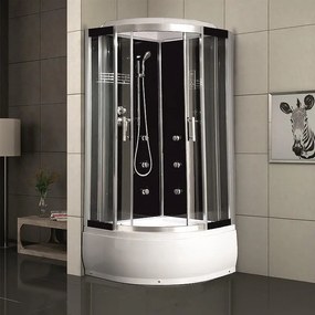 Хидромасажна душ кабина LILY ICSH 8179B NEW EASY ASSEMBLE Inter Ceramic, 90x90x215см, 4мм, 6 водни дюзи, радио, LED осветление
